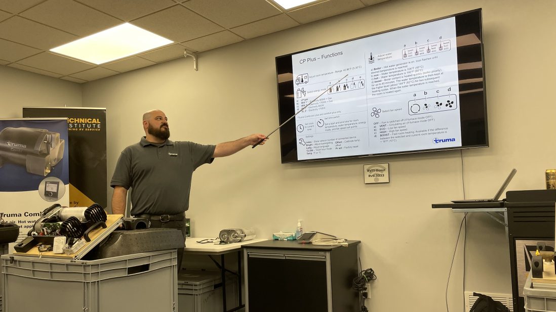 Truma trainer delivers classroom presentation